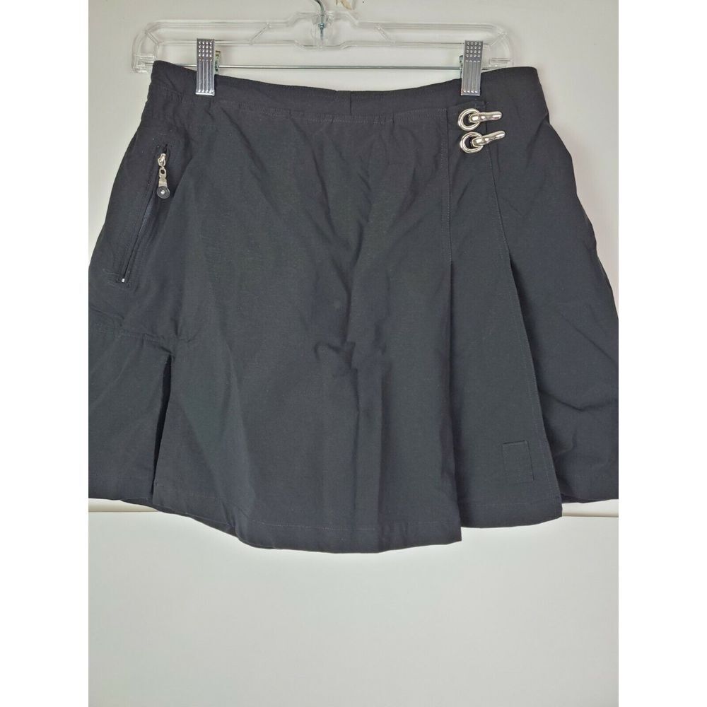 Jamie Sadock Women's Black Skort Skirt Pleated Front Silver Accents Size 10